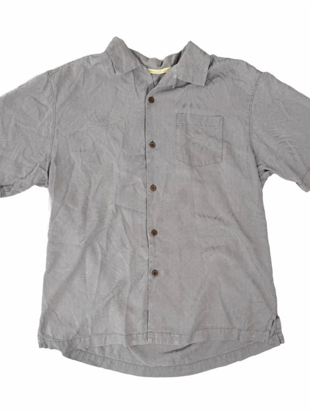 Tommy Bahama Men’s M Gray 100% Silk Button Short Sleeve Hawaiian Shirt